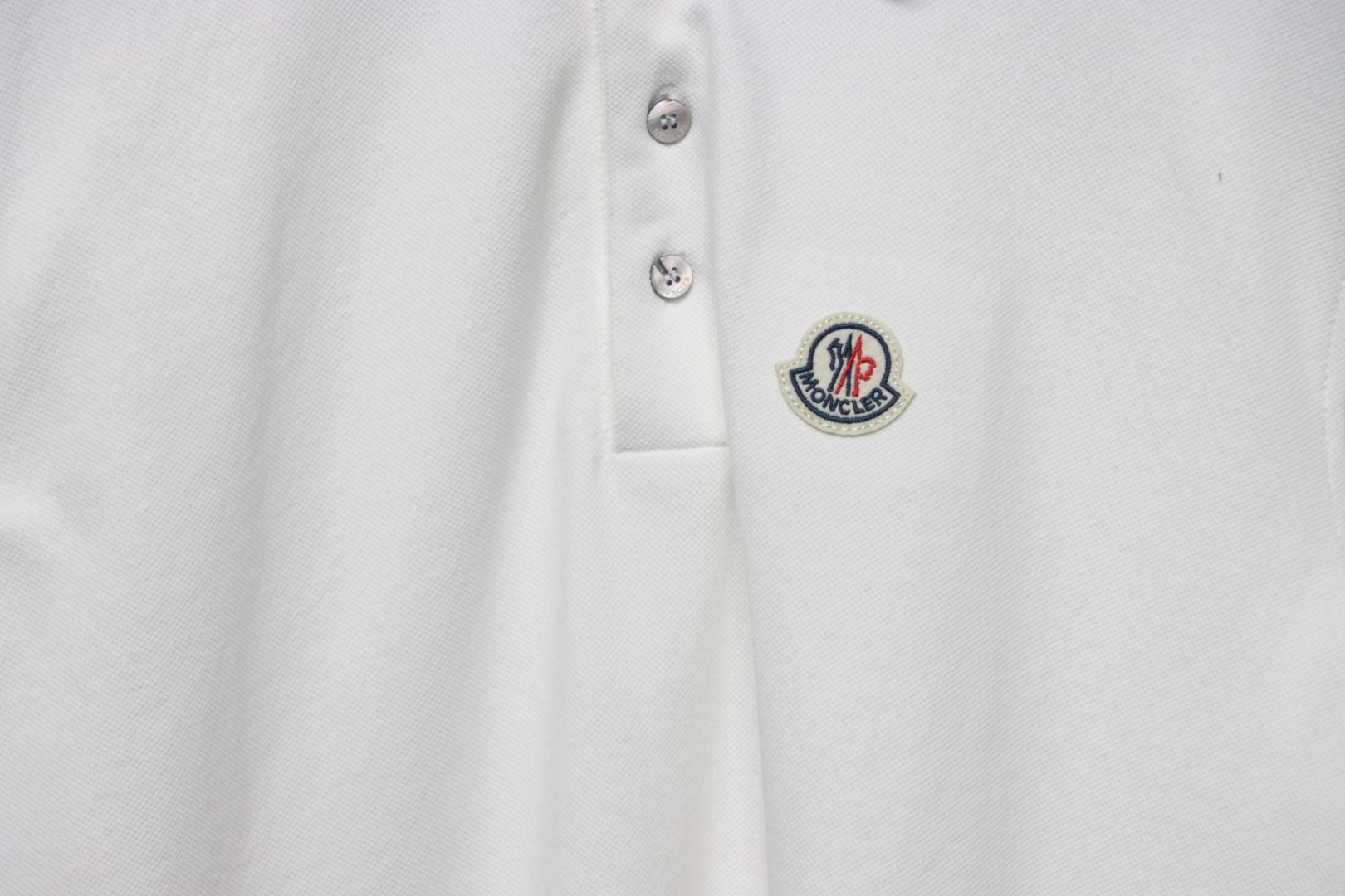 Bstsneaker- Moncler Tricolor Logo Cotton Piquet Polo White Shirt 140