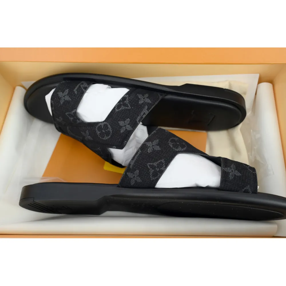 Bstsneaker- Louis Vuitton Oasis Black Cloth Slippers