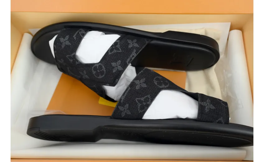 Bstsneaker- Louis Vuitton Oasis Black Cloth Slippers