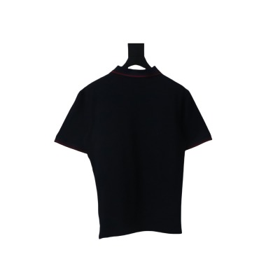 Bstsneaker- Moncler Tricolor Logo Cotton Piquet Polo Black Shirt 140 02