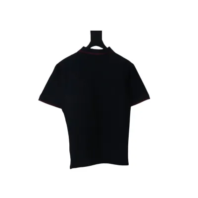 Bstsneaker- Moncler Tricolor Logo Cotton Piquet Polo Black Shirt 140 02