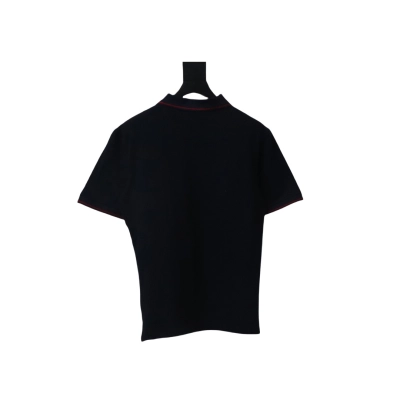 Bstsneaker- Moncler Tricolor Logo Cotton Piquet Polo Black Shirt 140 02