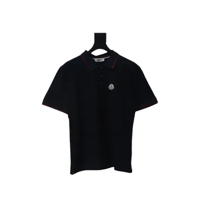 Bstsneaker- Moncler Tricolor Logo Cotton Piquet Polo Black Shirt 140 01