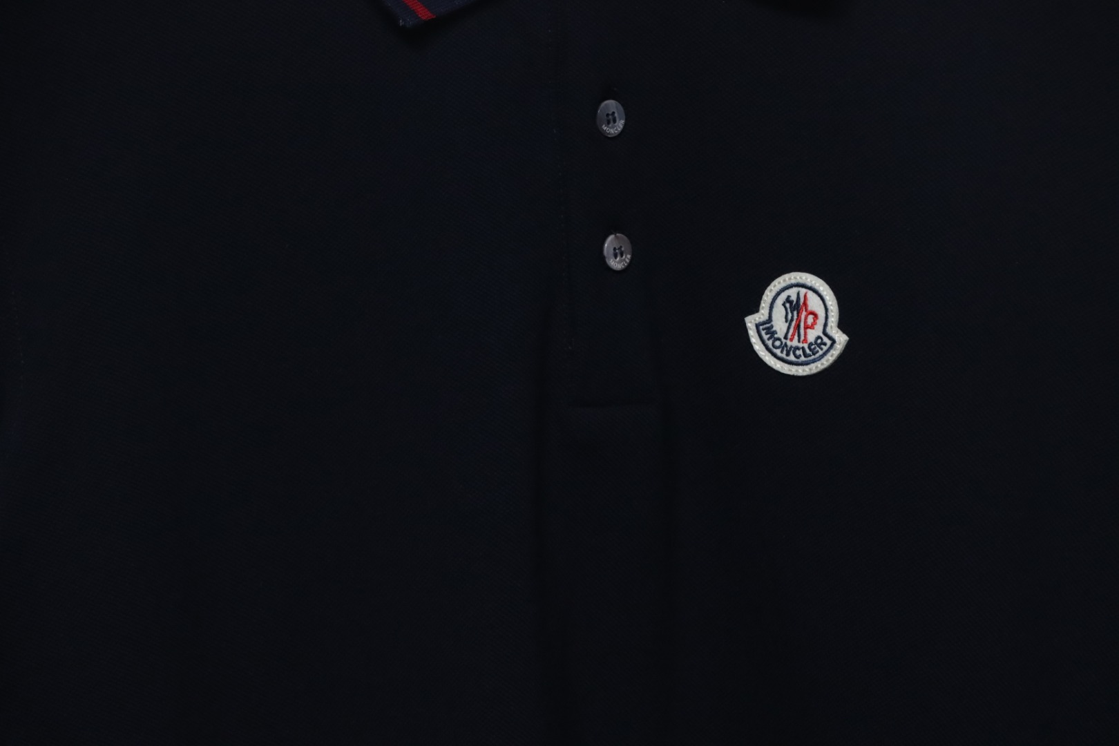 Bstsneaker- Moncler Tricolor Logo Cotton Piquet Polo Black Shirt 140