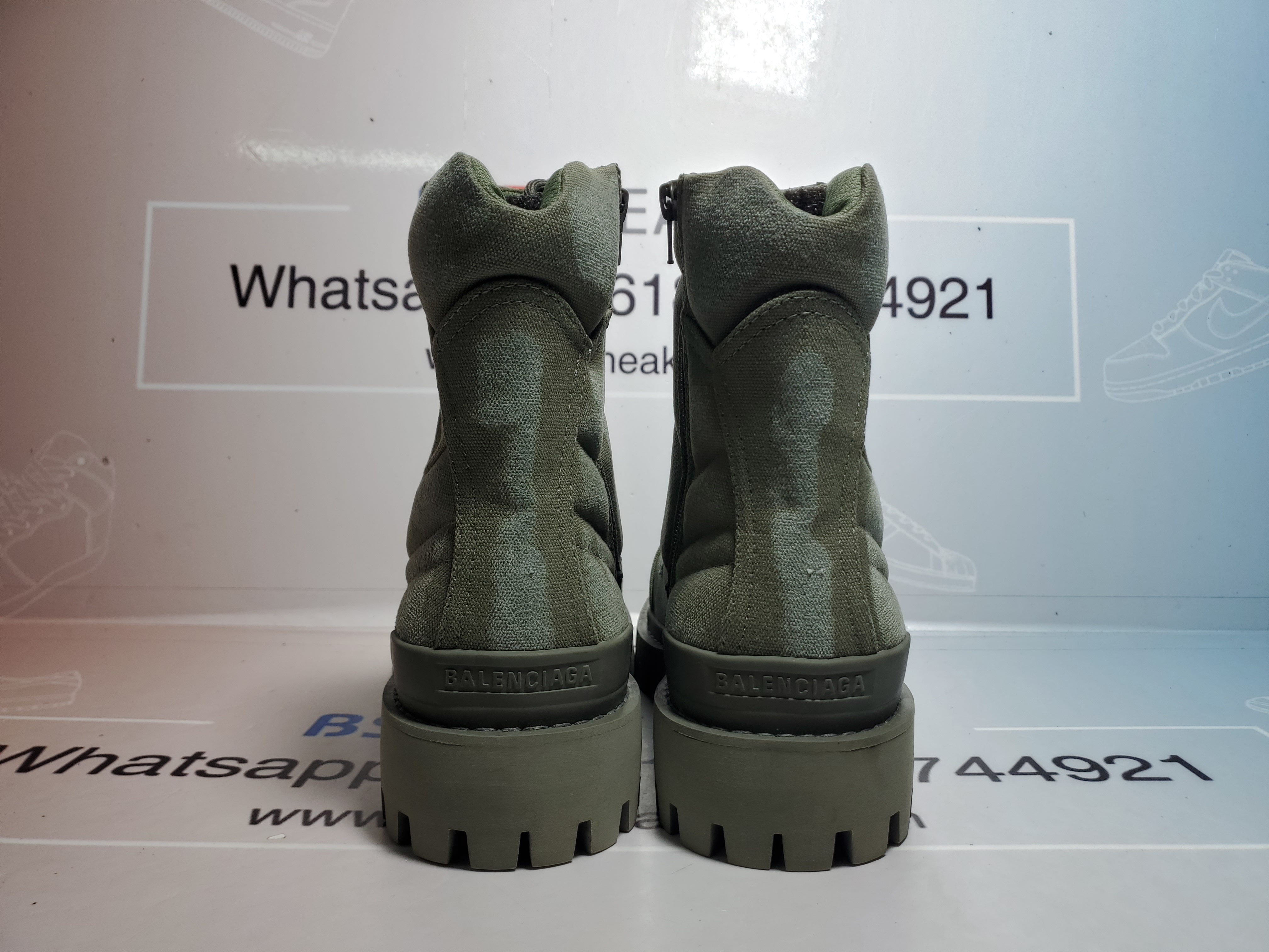 Bstsneaker-Balenciaga Strike 2MM Lace-up Boots in Military Green