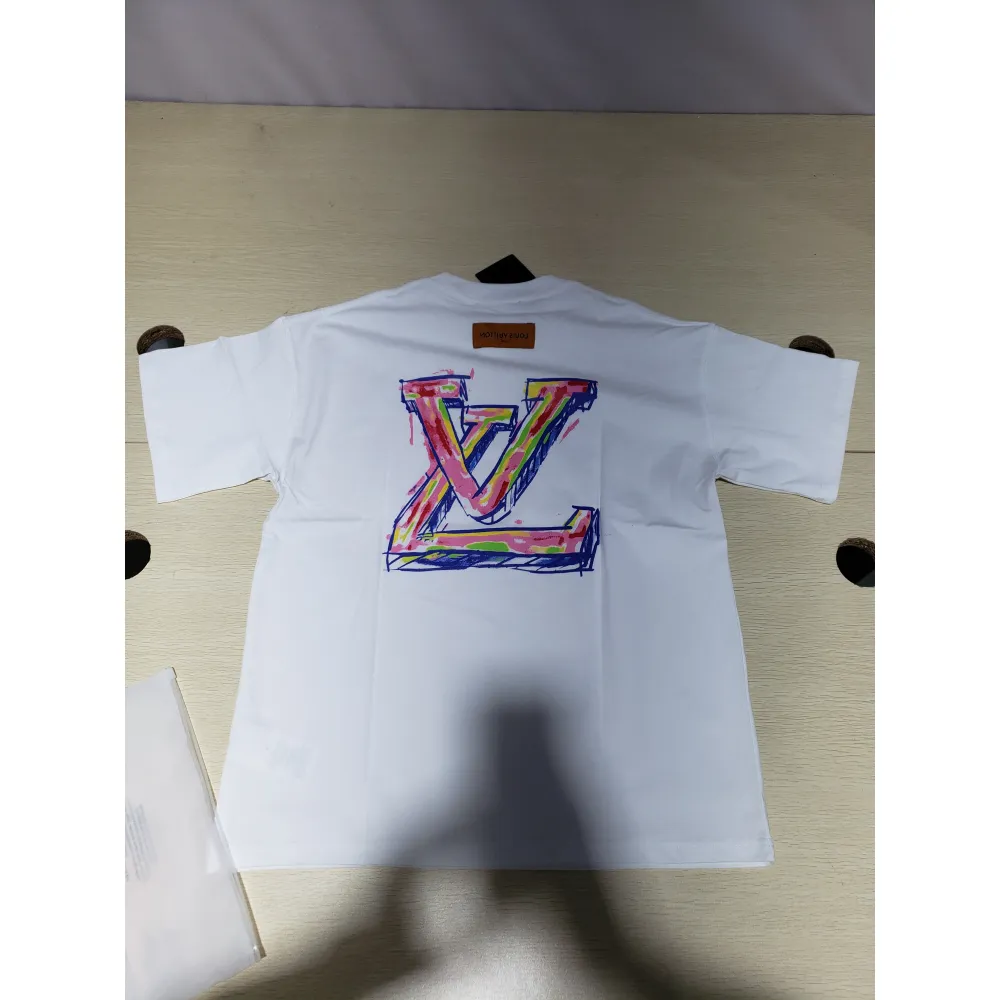Bstsneaker-Louis Vuitton logo print White T-shirt 120