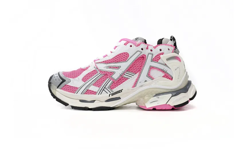 Bstsneaker-Balenciaga Runner White Fluo Pink (Women's) 677402 W3RBN 9155