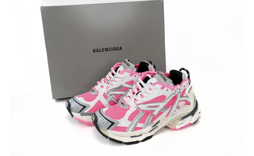 Bstsneaker-Balenciaga Runner White Fluo Pink (Women's) 677402 W3RBN 9155