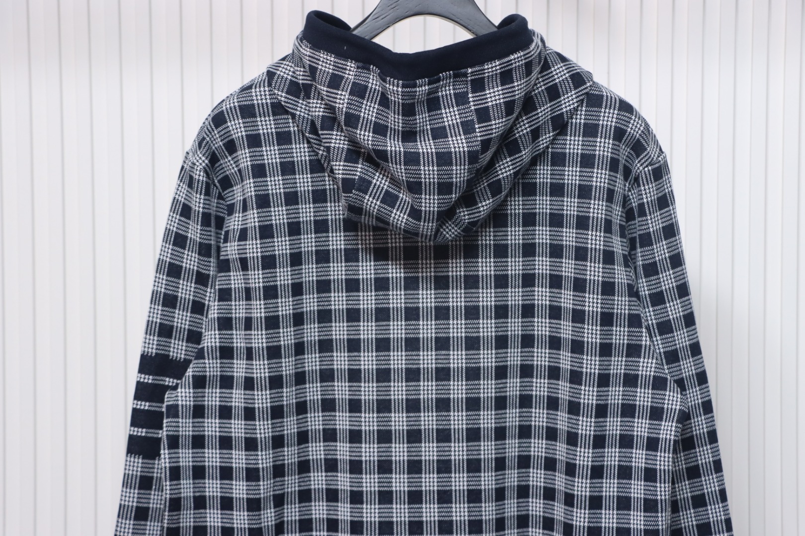 Bstsneaker-Thom Browne Blue Cotton Gunclub Check Jacquard 4-Bar Zip-up Hoodie  120