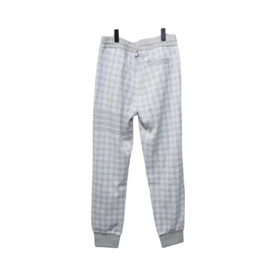 Bstsneaker-Thom Browne Grey Checked Jacquard Track Pants 120 02