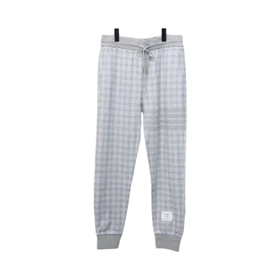 Bstsneaker-Thom Browne Grey Checked Jacquard Track Pants 120 01