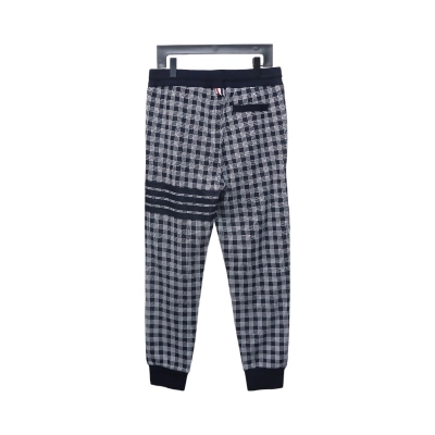 Bstsneaker-Thom Browne Blue Checked Jacquard Track Pants 120 02