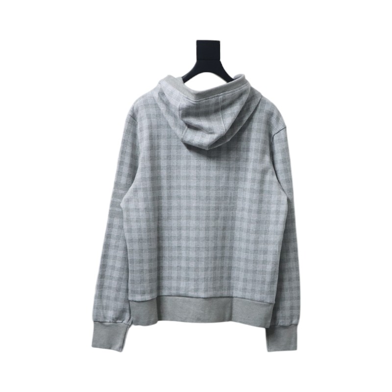 Bstsneaker-Thom Browne Grey Cotton Gunclub Check Jacquard 4-Bar Zip-up Hoodie  120