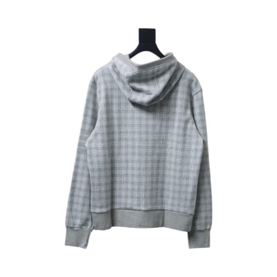 Bstsneaker-Thom Browne Grey Cotton Gunclub Check Jacquard 4-Bar Zip-up Hoodie  120 02