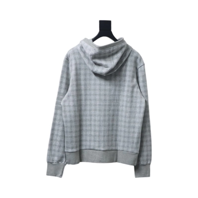 Bstsneaker-Thom Browne Grey Cotton Gunclub Check Jacquard 4-Bar Zip-up Hoodie  120 02
