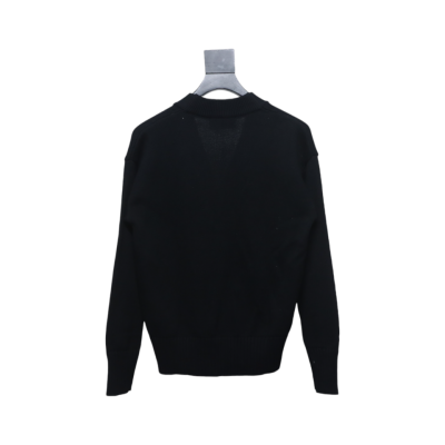 Bstsneaker- AMI Paris Monogram Wool Cardigan Black Red Sweater 240 02