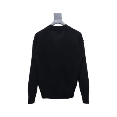 Bstsneaker- AMI Paris Monogram Wool Cardigan Black Red Sweater 240 02