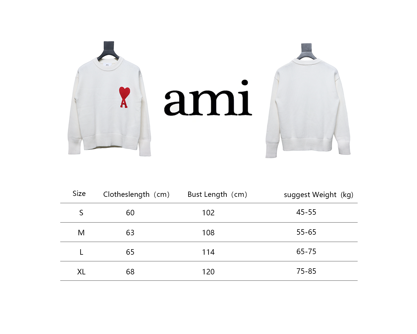 Bstsneaker- AMI Paris White Wool Ami de Coeur Sweater 240