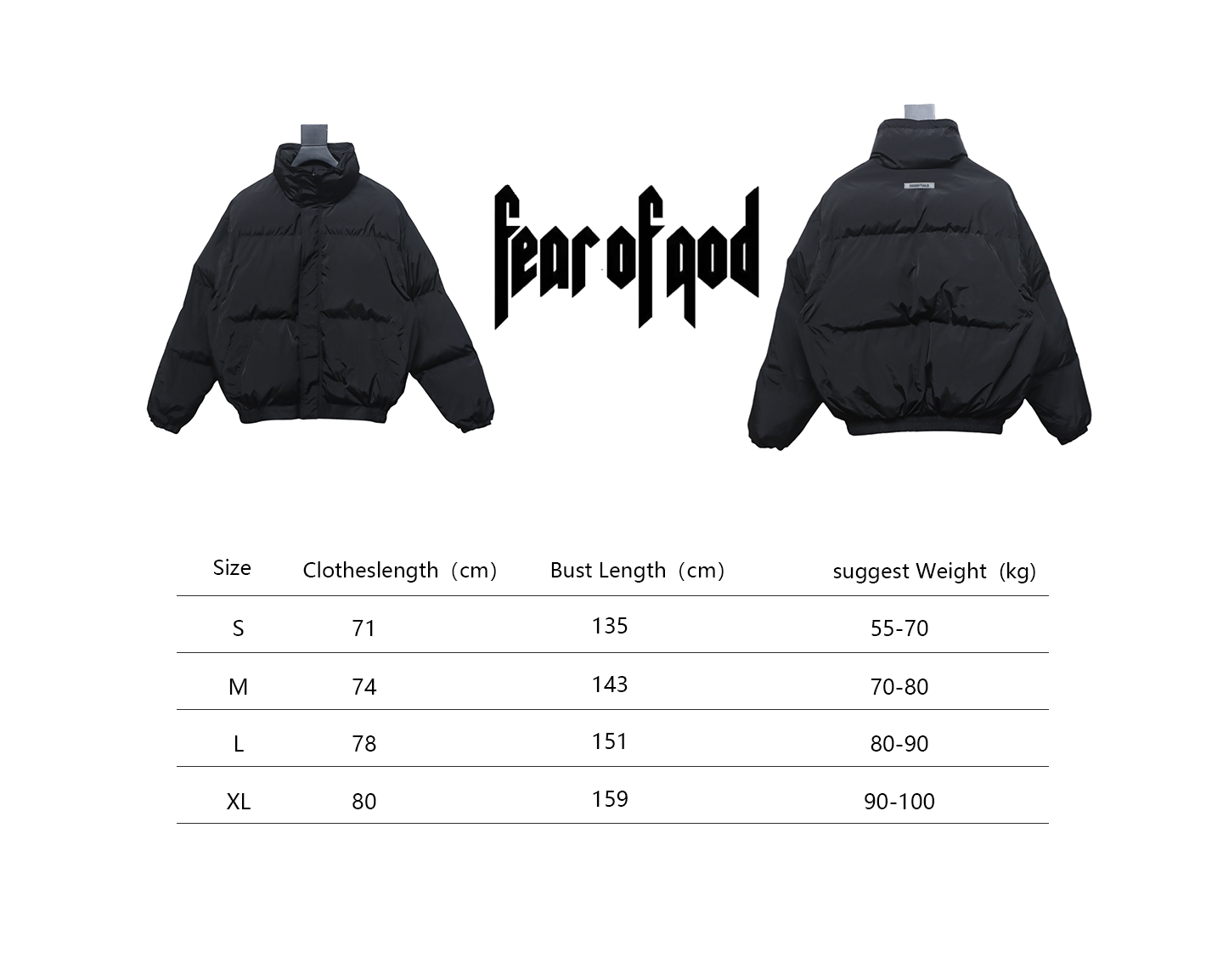 Bstsneaker-Fear of God FOG Essential Down Jacket Black 310