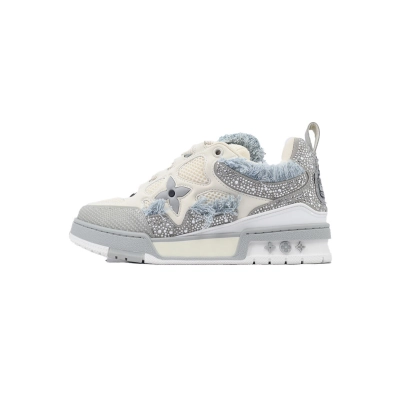 Bstsneaker-Louis Vuitton LV Horse Hair Gray White Diamond 01