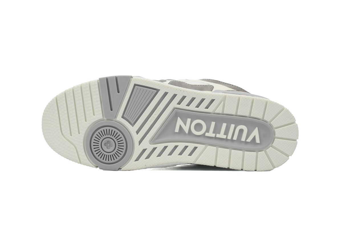 Bstsneaker-Louis Vuitton Leather lace up Fashionable Board Shoes White Gray 1ACQP4