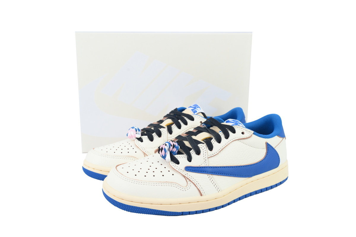 Bstsneaker-Jordan 1 Retro Low OG SP Fragment x Travis Scott Sail Military Blue DM7866-104
