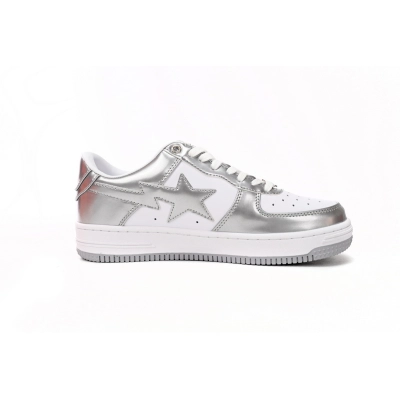 Bstsneaker-Bathing Bape Sta Low Silver 1H73 191 921 02