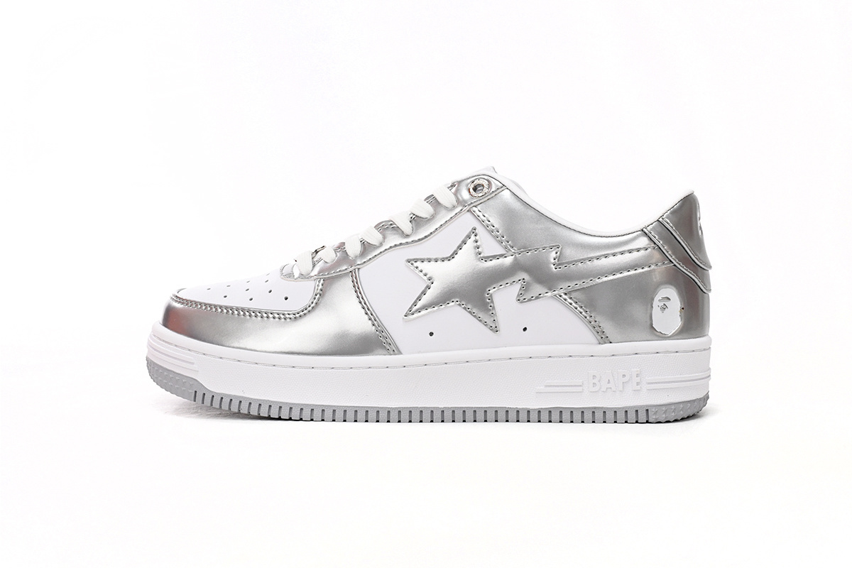 Bstsneaker-Bathing Bape Sta Low Silver 1H73 191 921