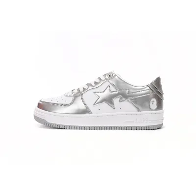 Bstsneaker-Bathing Bape Sta Low Silver 1H73 191 921 01