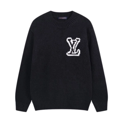 Bstsneaker-Louis Vuitton LV Intarsia Crewneck Sweater Black 01