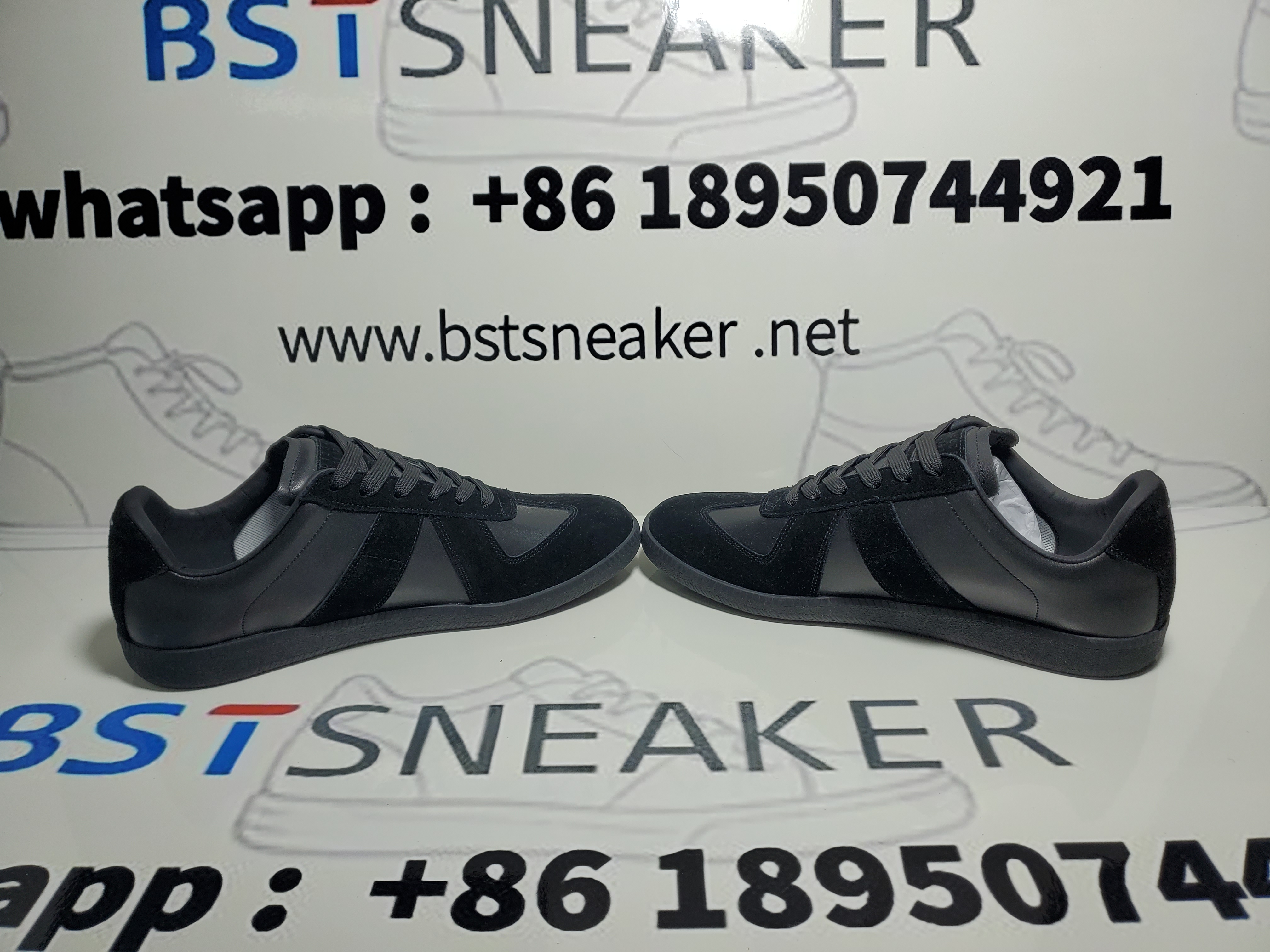 Bstsneaker-Maison Margiela Black Replica Leather Suede Low-Top Sneakers