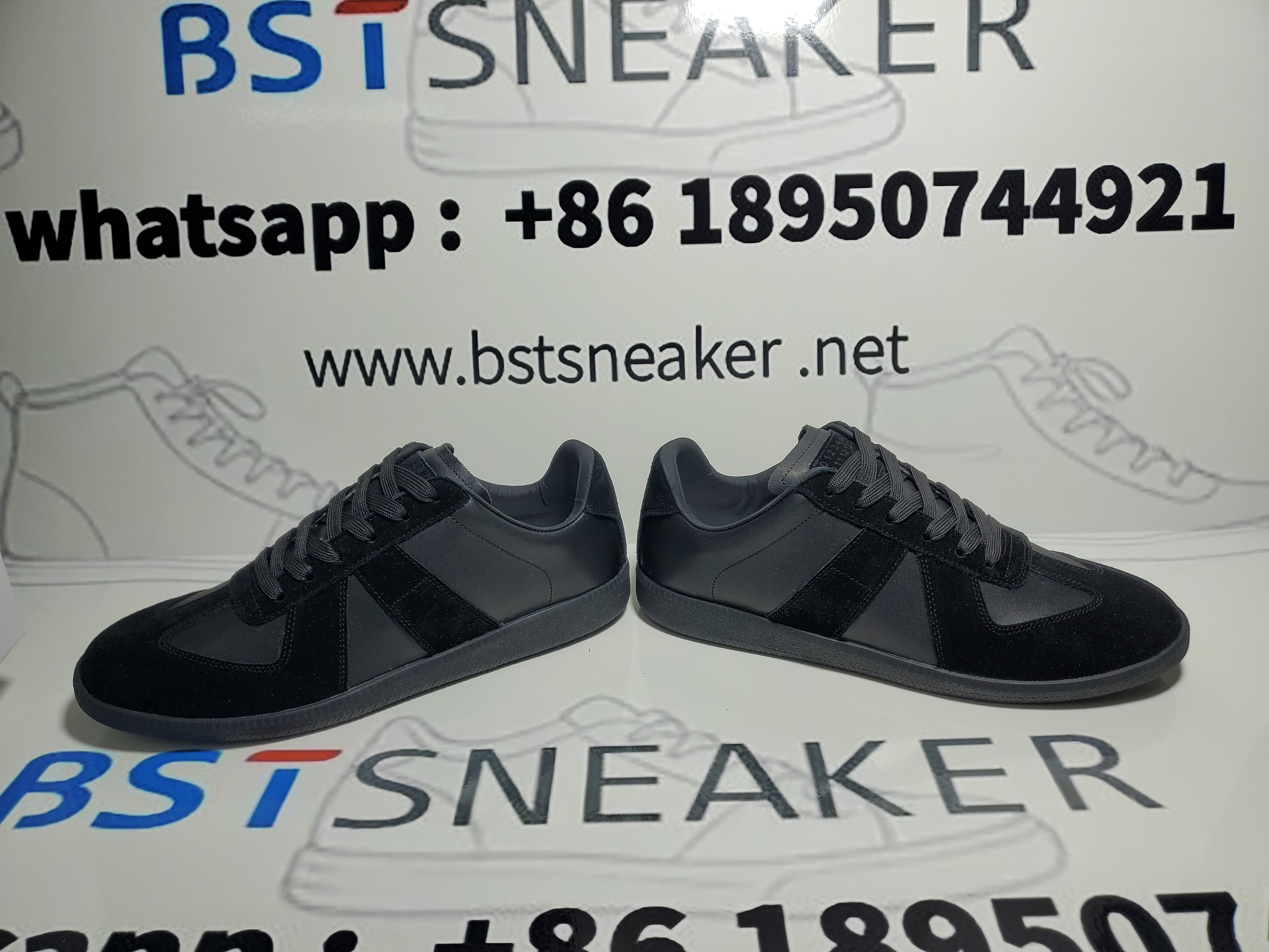 Bstsneaker-Maison Margiela Black Replica Leather Suede Low-Top Sneakers