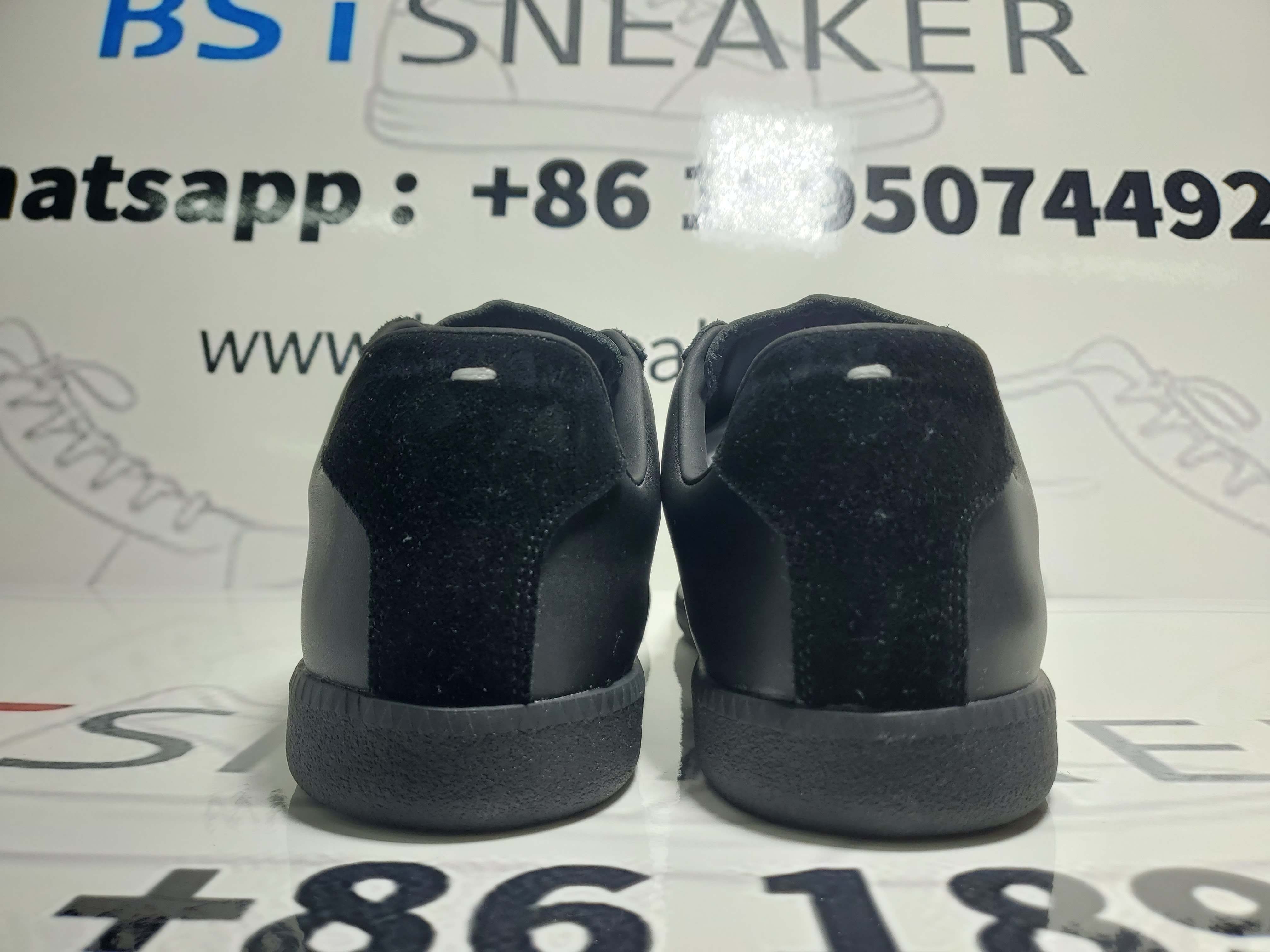 Bstsneaker-Maison Margiela Black Replica Leather Suede Low-Top Sneakers