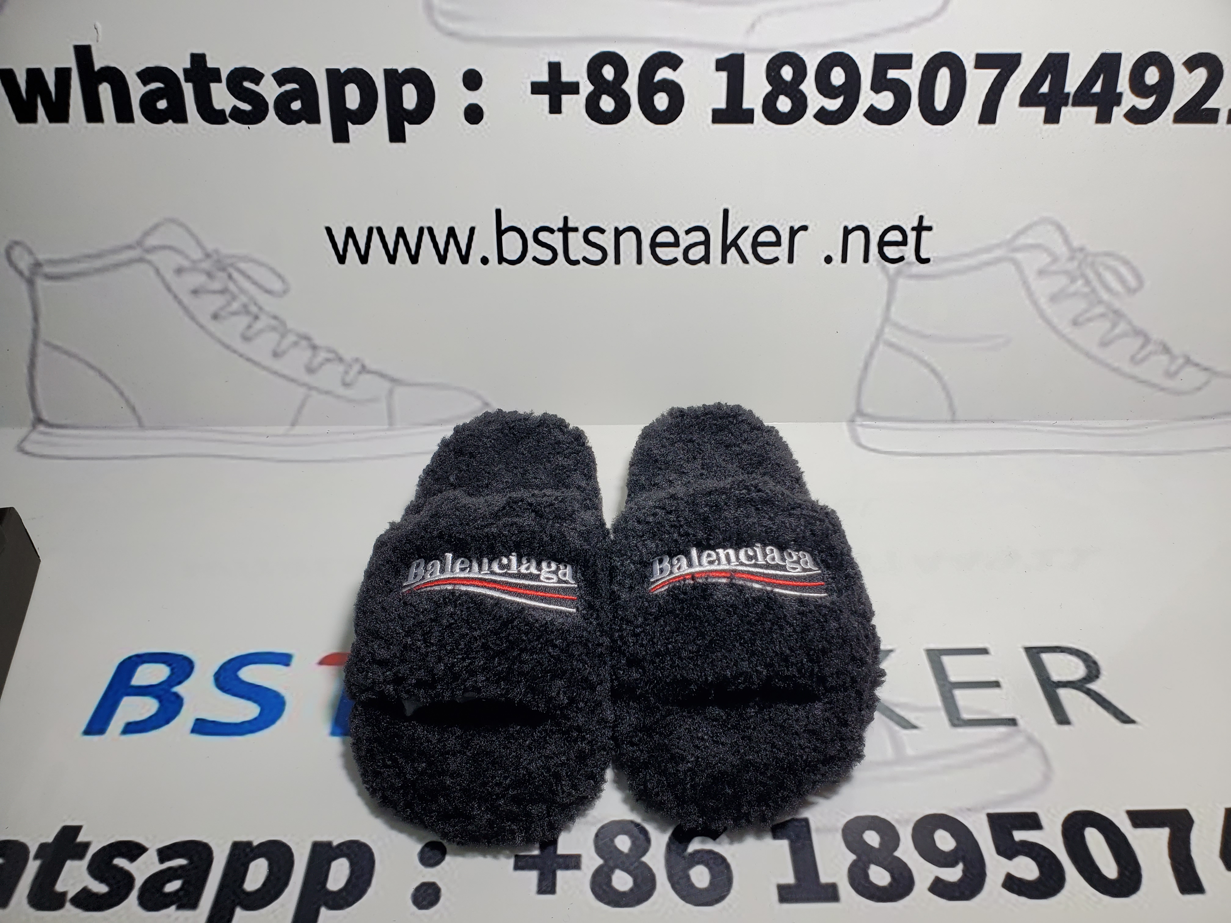 Bstsneaker-Balenciaga Furry Slides Black 654747W2DO11096 