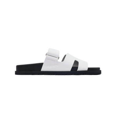 Bstsneaker-Hermes Calfskin Chypre Sandals White 02