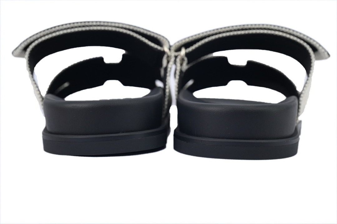 Bstsneaker-Hermes Chypre Sandal Prunoir/Noir Canvas H231819Z