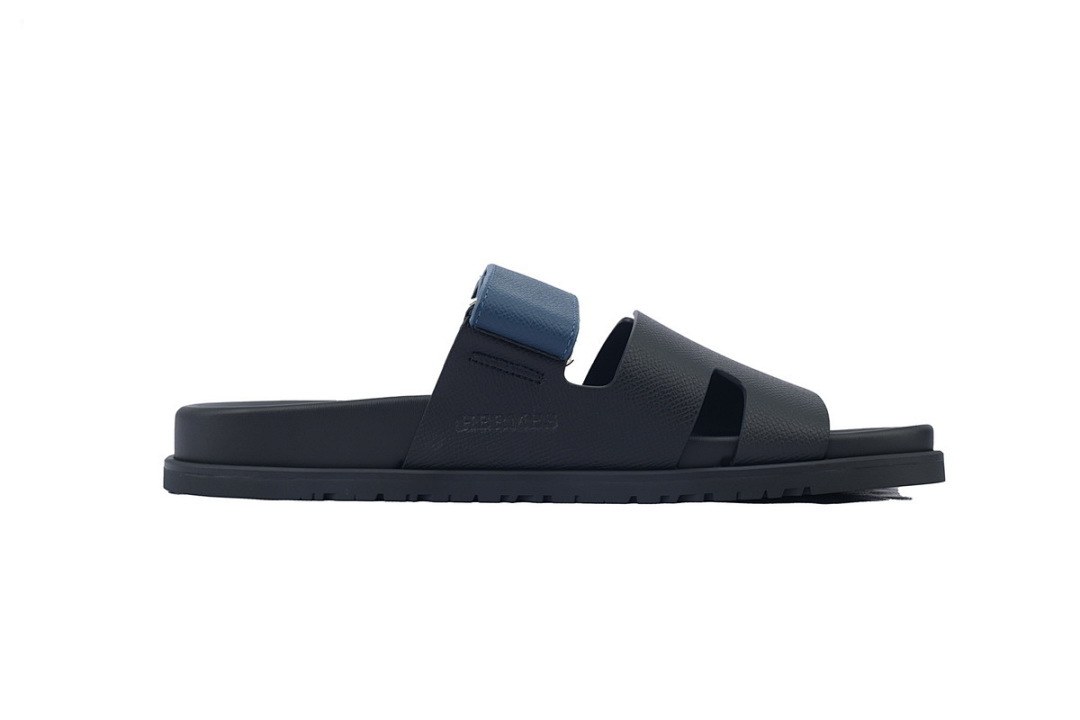 Bstsneaker-Hermes Calfskin Chypre Sandals Black Blue