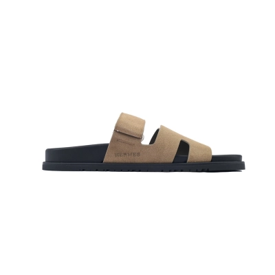 Bstsneaker-Hermes Suede Goatskin Chypre Sandals Khaki 02