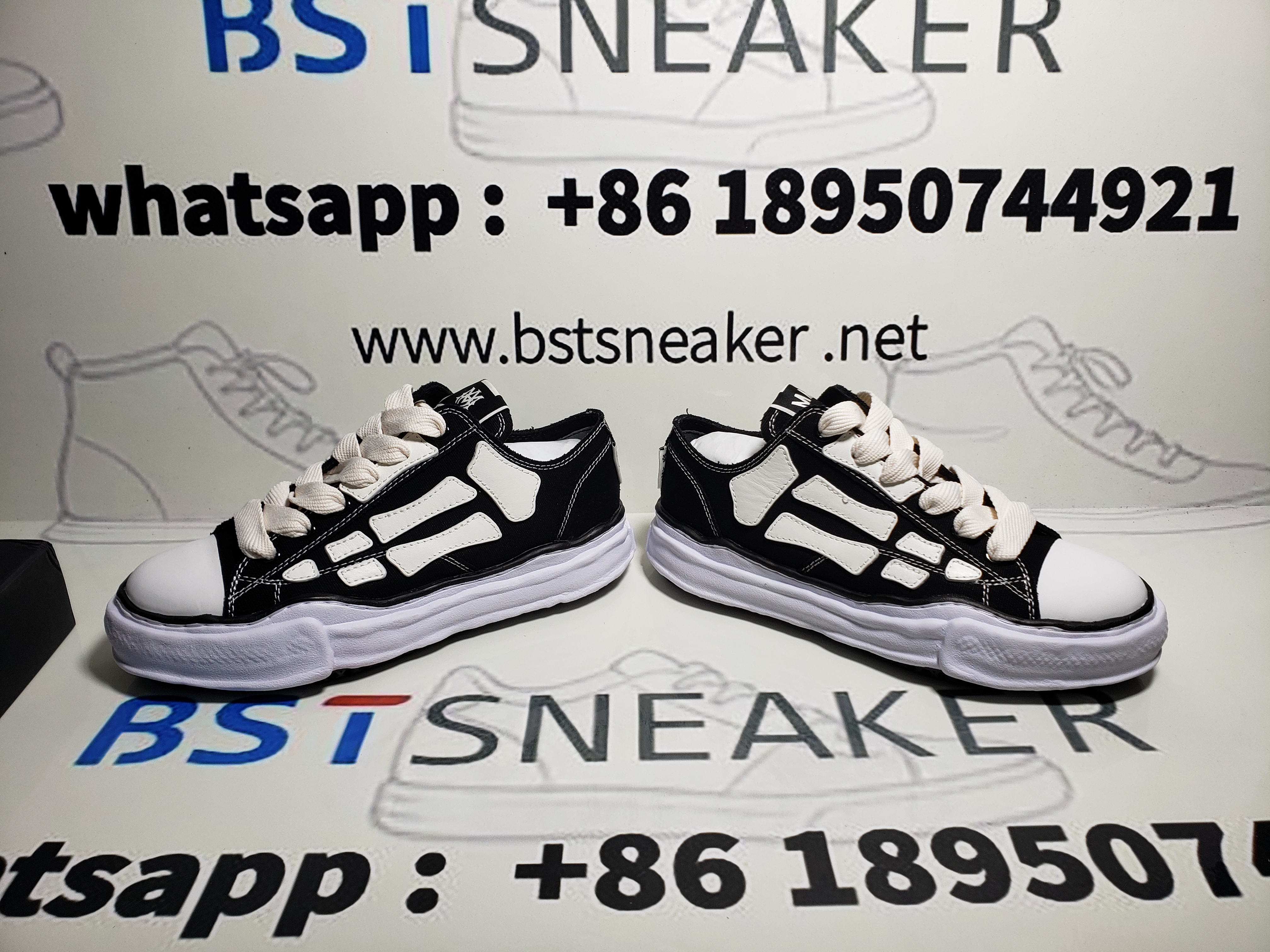 Bstsneaker-AMIRI MMY Bones x Maison MIHARA YASUHIRO Black AMFOSR1076-001