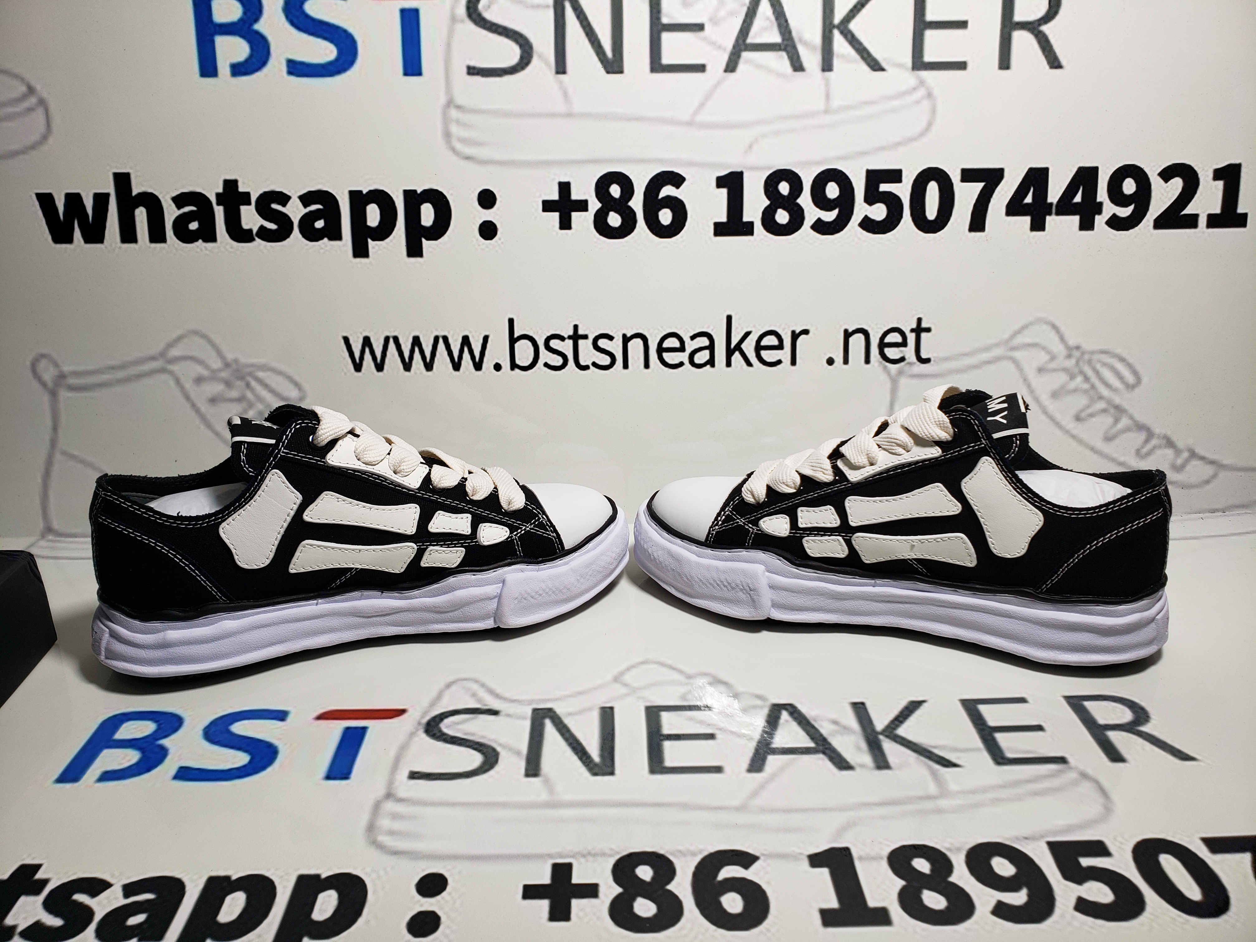 Bstsneaker-AMIRI MMY Bones x Maison MIHARA YASUHIRO Black AMFOSR1076-001