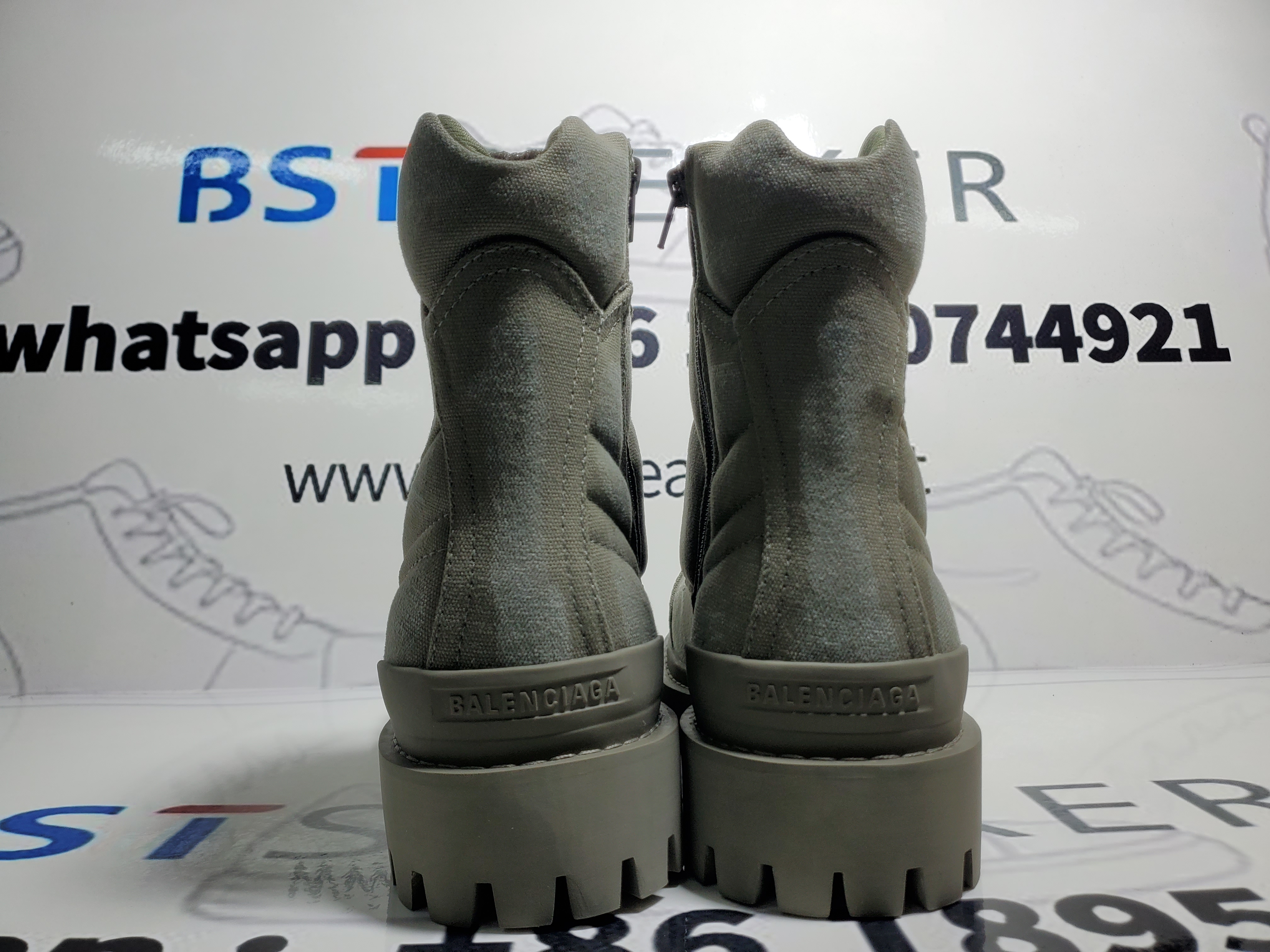 Bstsneaker-Balenciaga Strike 2MM Lace-up Boots in Military Green