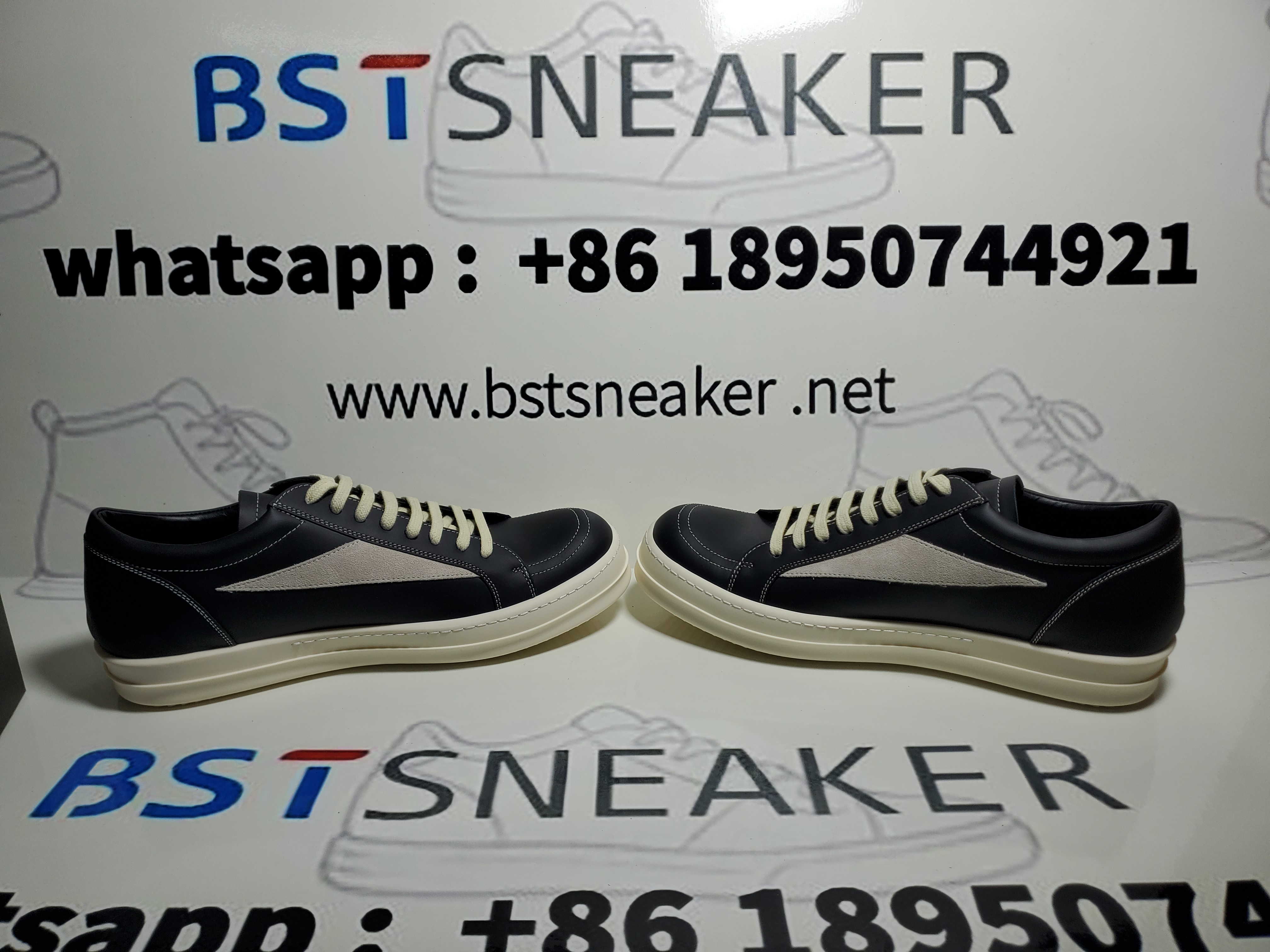 Bstsneaker-Rick Owens Strobe Vintage Low 'Black Milk' (leather)