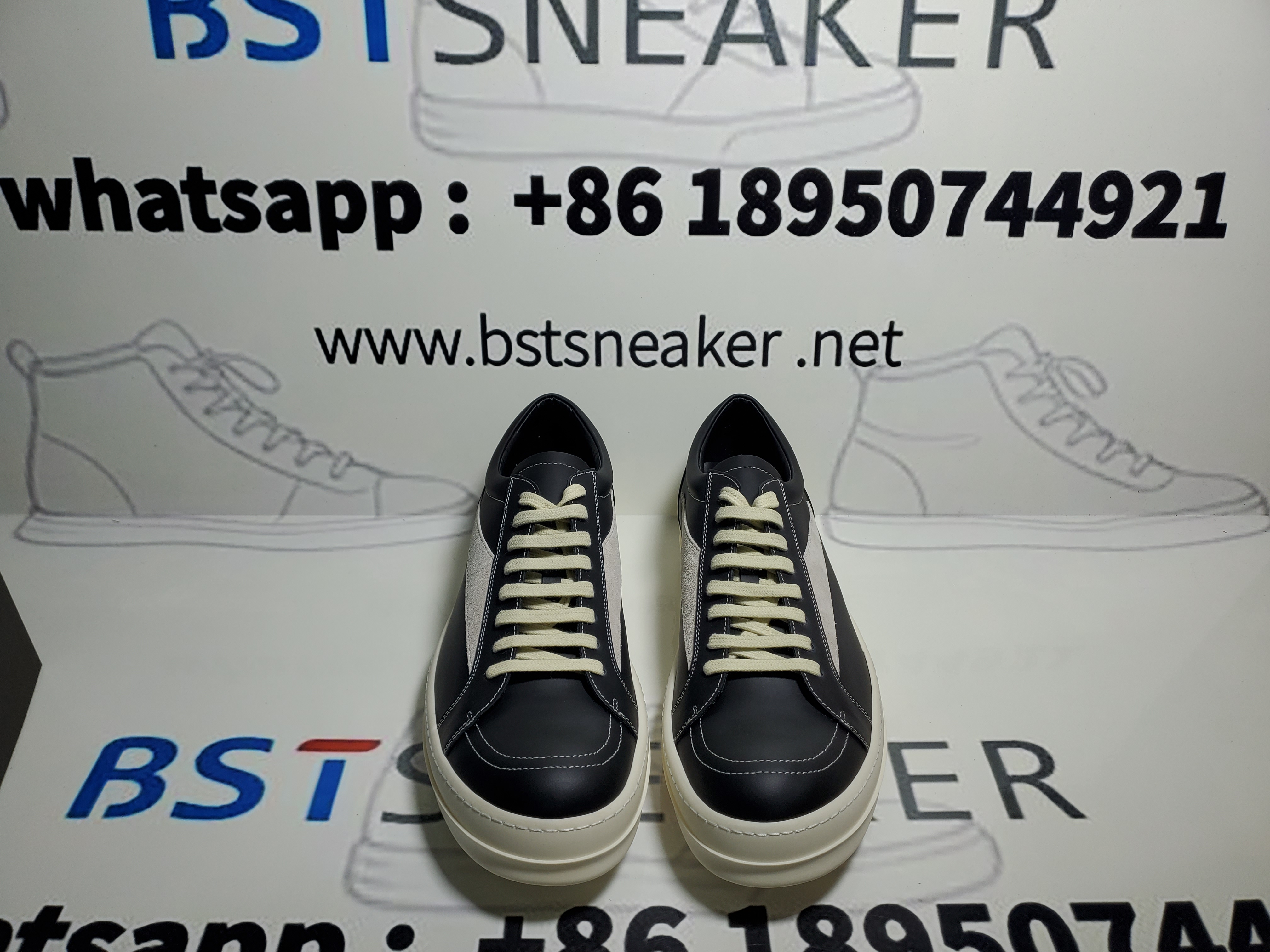 Bstsneaker-Rick Owens Strobe Vintage Low 'Black Milk' (leather)