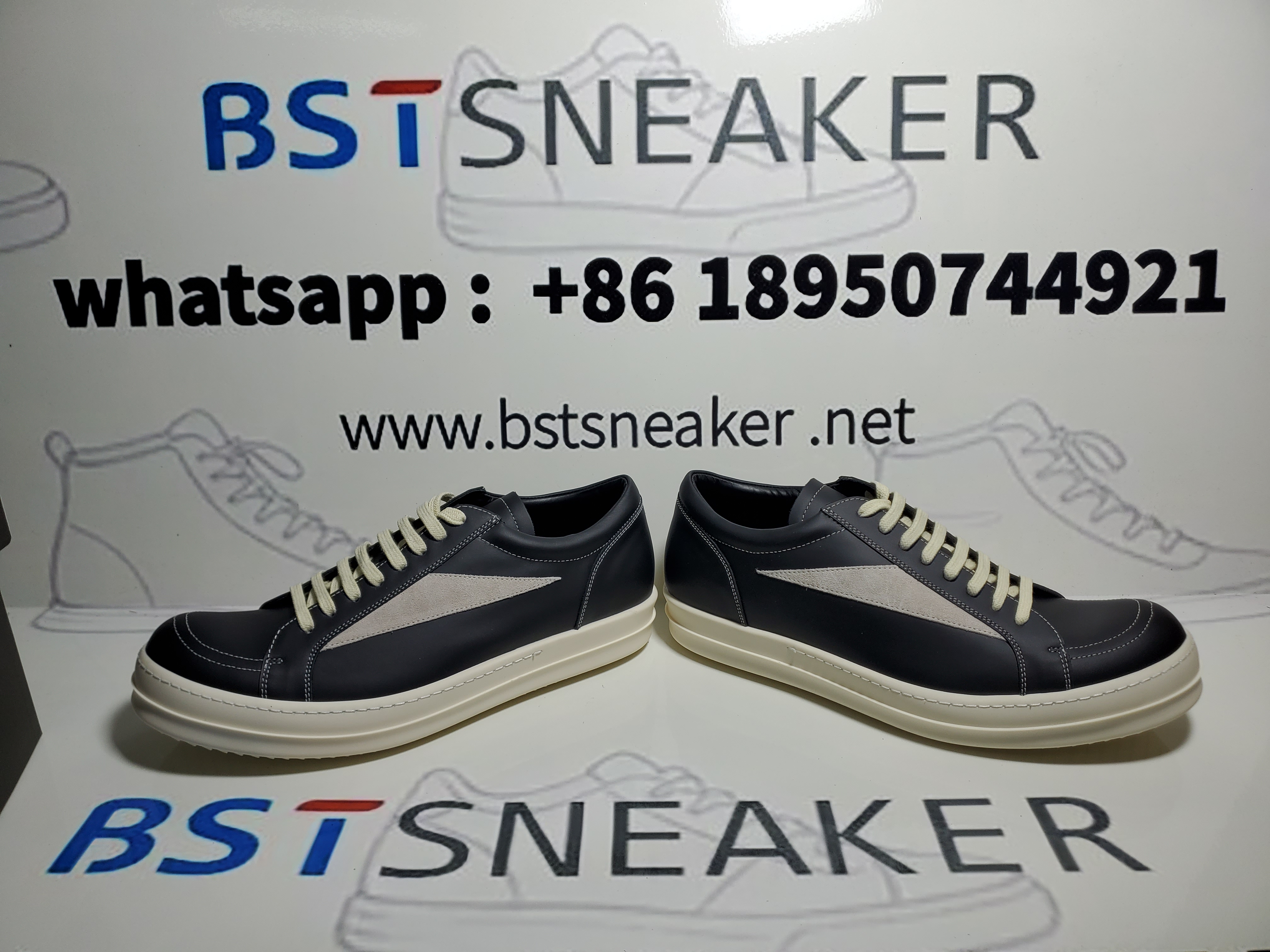 Bstsneaker-Rick Owens Strobe Vintage Low 'Black Milk' (leather)