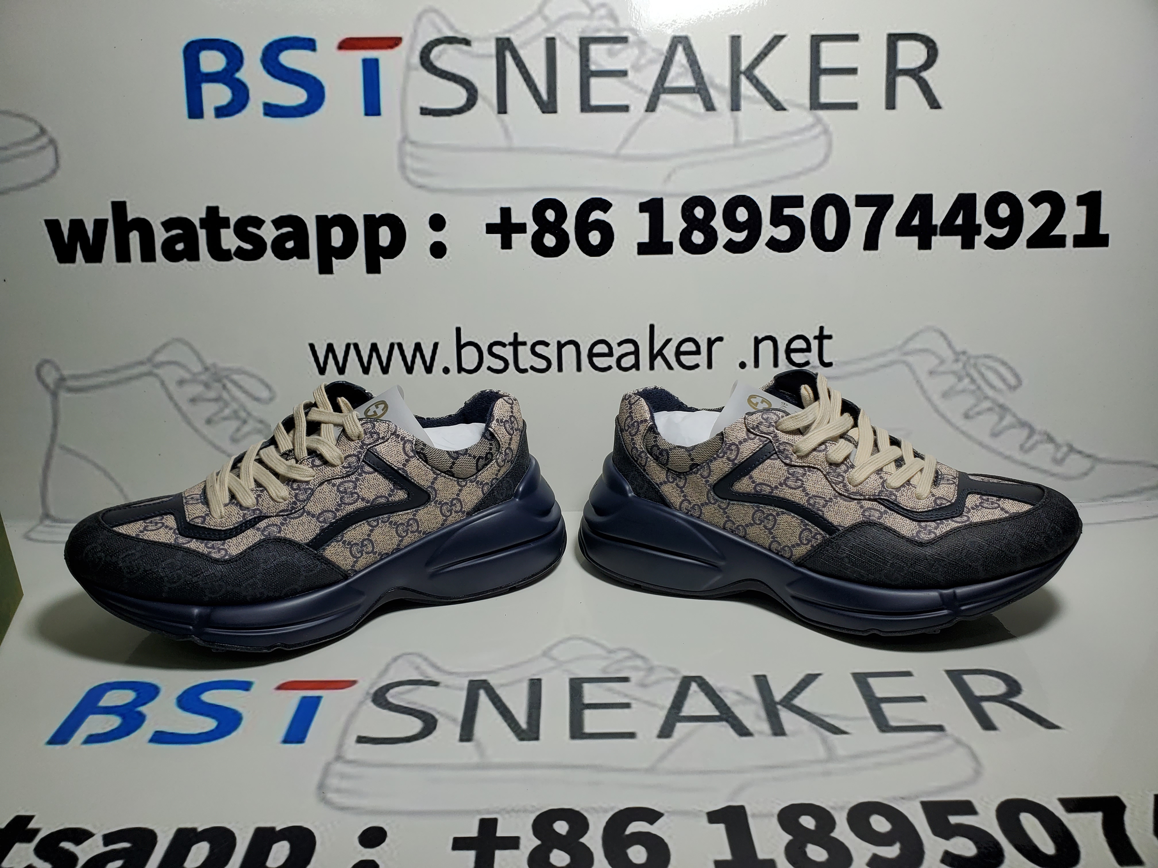 Bstsneaker-Gucci Rhyton Leather-Trimmed Monogrammed Supreme Coated-Canvas Sneakers