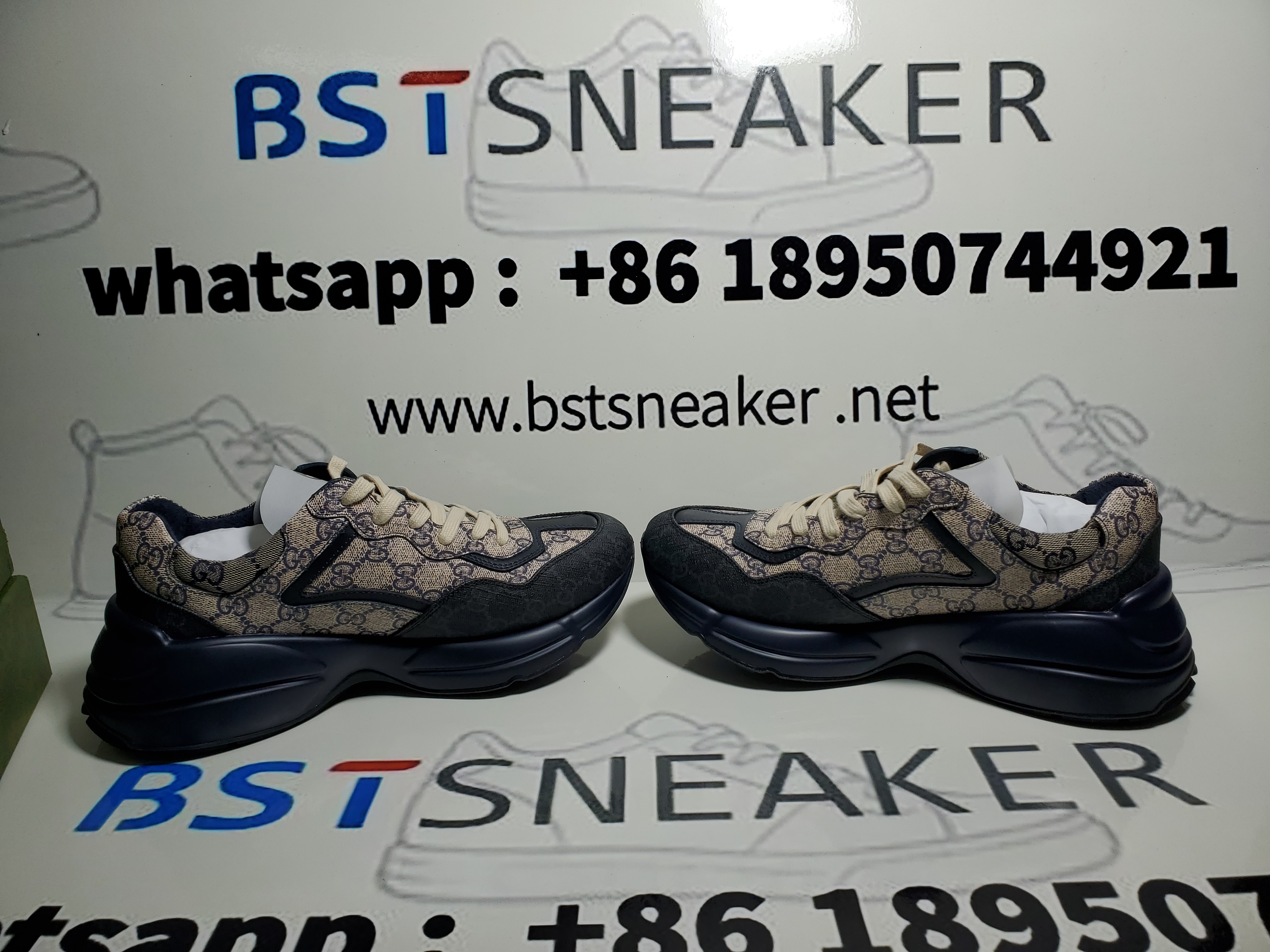 Bstsneaker-Gucci Rhyton Leather-Trimmed Monogrammed Supreme Coated-Canvas Sneakers