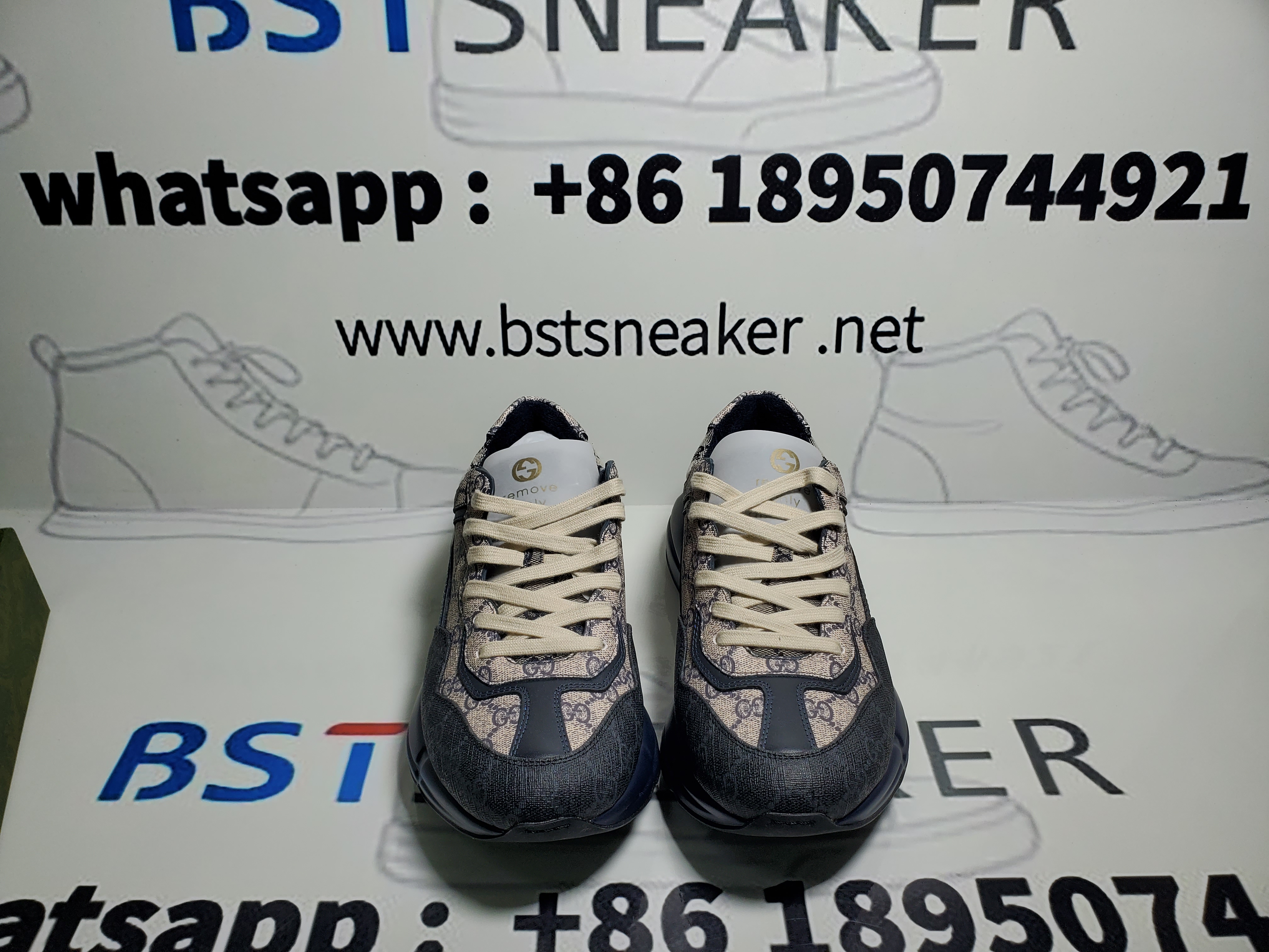 Bstsneaker-Gucci Rhyton Leather-Trimmed Monogrammed Supreme Coated-Canvas Sneakers