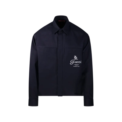 Bstsneaker-GUCCI Cotton twill shirt Dark Blue 360 01