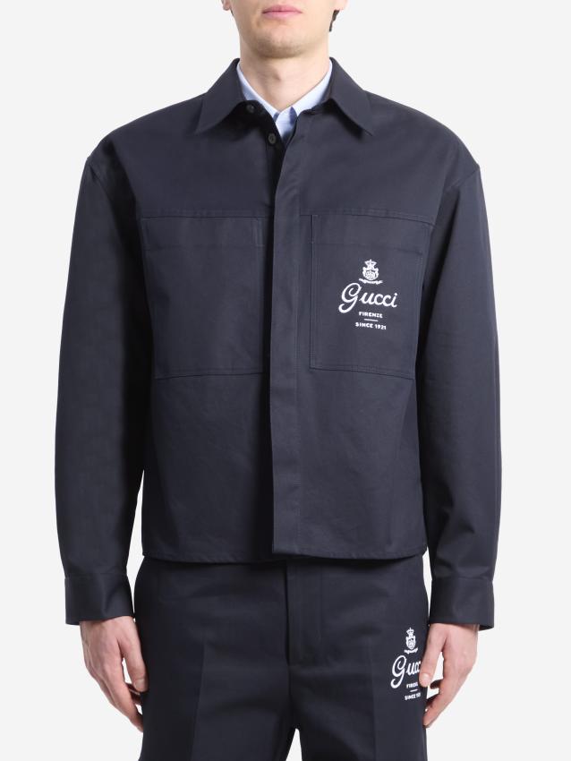 Bstsneaker-GUCCI Cotton twill shirt Dark Blue 360