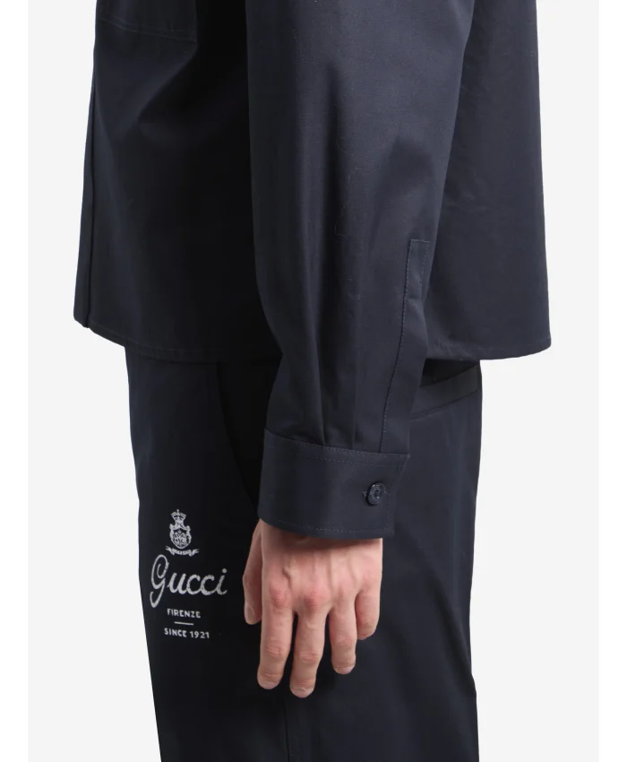 Bstsneaker-GUCCI Cotton twill shirt Dark Blue 360